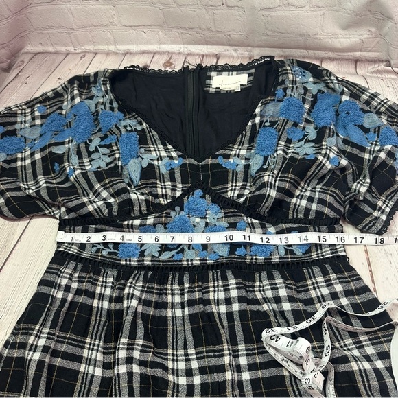 Anthropologie sarah plaid embroidered tunic  dress sz 10 petite Dolman Sleeve - Picture 5 of 9